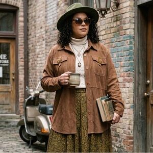 Camel Suede Overshirt | Rustic Luxe • Heritage Style • Fall Essential | XL